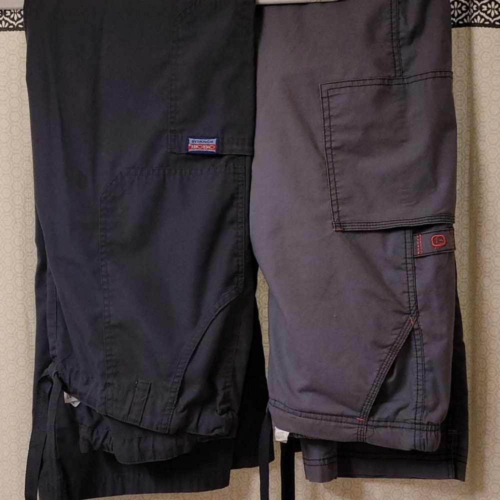 2 pair gray scrub pants